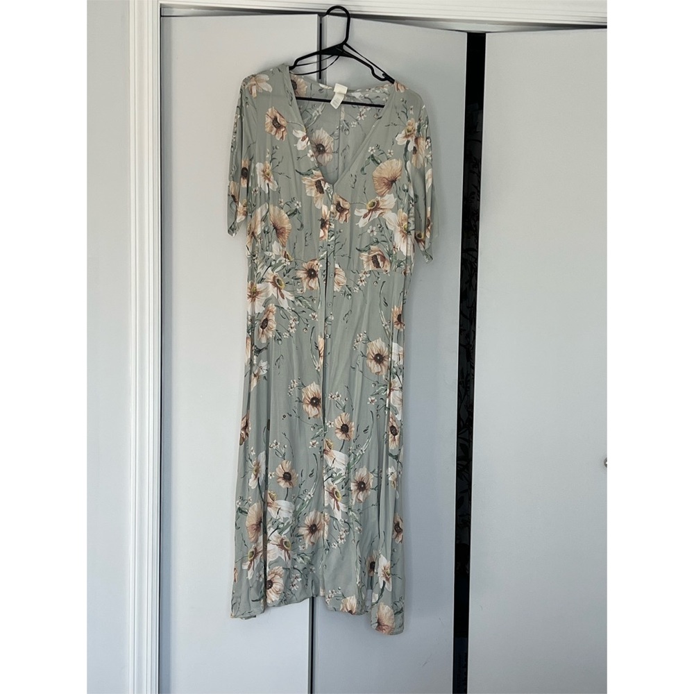 Floral button down A line dress